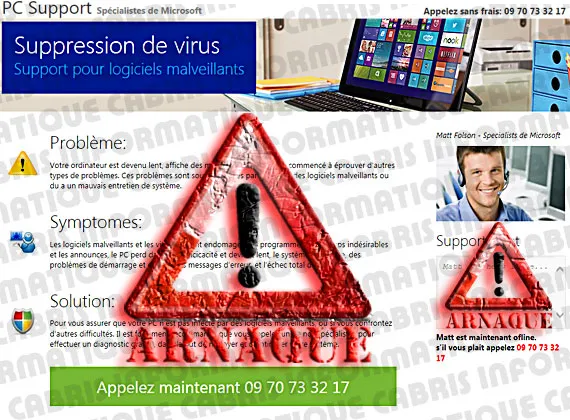 Faux message d'alerte, c'est une arnaque